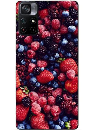 Силиконовый бампер чехол для xiaomi poco m4 pro 5g с рисунком ягоды