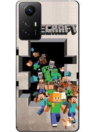 Силиконовый бампер чехол для xiaomi redmi note 12s с рисунком майнкрафт minecraft