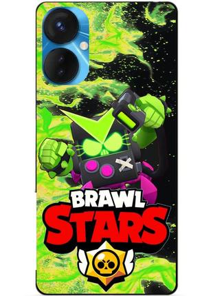 Силиконовый бампер чехол для tecno spark 9 pro с героем бравл вирус бит