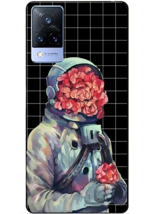 Силиконовый бампер чехол для vivo v21 с рисунком букет цветов