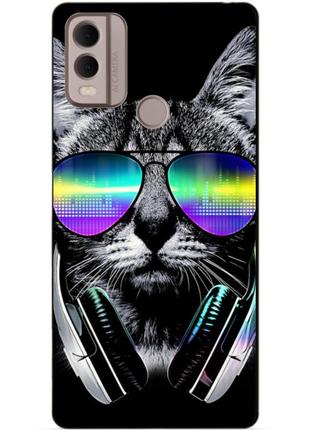 Силіконовий чохол бампер для nokia c22 з малюнком музичний кіт