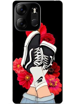 Силиконовый бампер чехол для tecno spark go 2023 с рисунком кеды