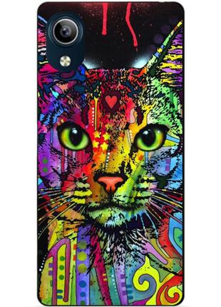Силиконовый чехол бампер для vivo y91c с рисунком неоновый кот
