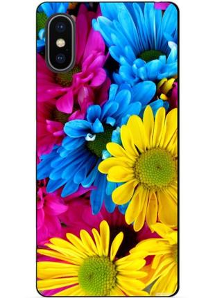 Силиконовый чехол бампер для iphone x 10 с рисунком хризантемы цветы