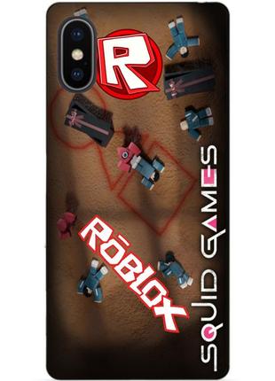 Силіконовий чохол бампер для iphone xs з малюнком roblox гра в кальмара роблокс