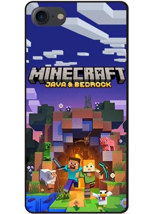 Силиконовый чехол бампер для iphone 8 с картинкой майнкрафт minecraft