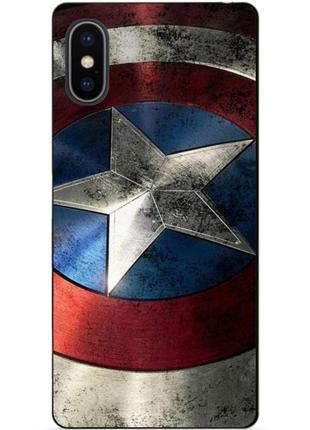 Силиконовый чехол бампер для iphone xs с рисунком капитан америка супергерой marvel
