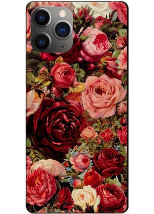 Силиконовый чехол бампер для iphone 11 pro с рисунком красные розы цветы