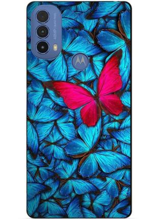 Силиконовый чехол бампер для motorola moto e20 с рисунком мотыльки бабочки