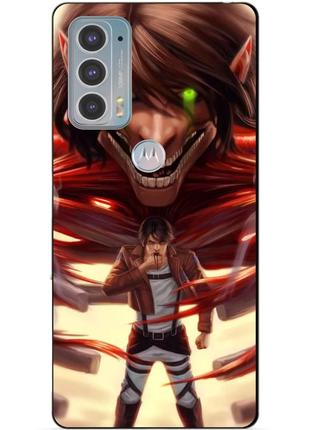 Силиконовый чехол бампер для motorola edge 20 с рисунком  attack on titan атака титанов