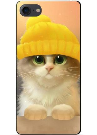Силиконовый чехол бампер для iphone se 3 2022 с рисунком котик в шапке