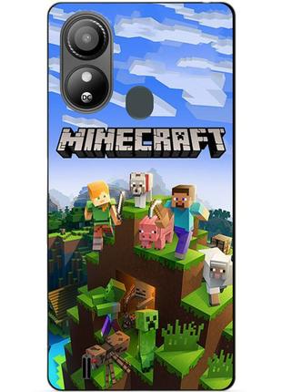 Силиконовый чехол бампер для zte blade l220 с рисунком minecraft майнкрафт