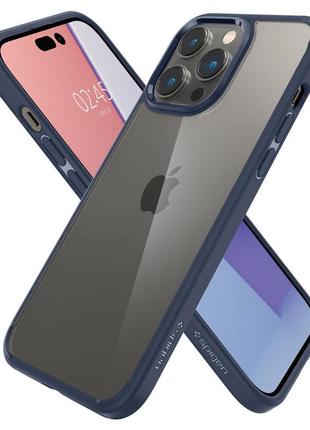 Чехол оригинальный противоударный spigen ultra hybrid crystal acs04962 для iphone 14 pro (6.1") navy blue4 фото