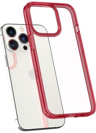 Чохол прозорий протиударний spigen ultra hybrid acs03263 для iphone 13 pro (6.1") red crystal