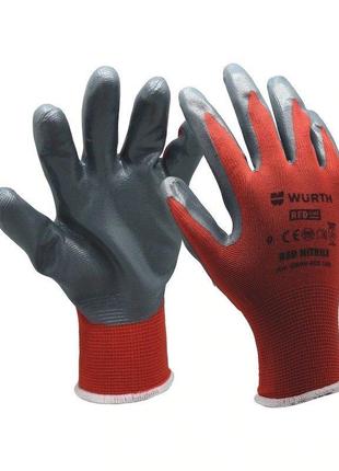 Перчатки защитные red nitrile, пара wurth, размер 10