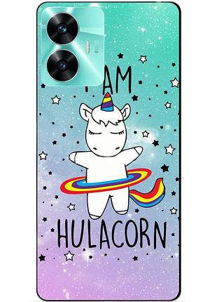 Силиконовый чехол бампер для realme c55 с рисунком единорог пони