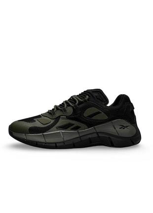 Мужские кроссовки reebok zig kinetica army green black, мужские текстильные кеды рибок хаки, мужская обувь7 фото