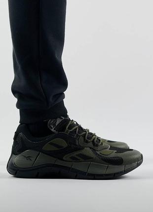 Мужские кроссовки reebok zig kinetica army green black, мужские текстильные кеды рибок хаки, мужская обувь4 фото