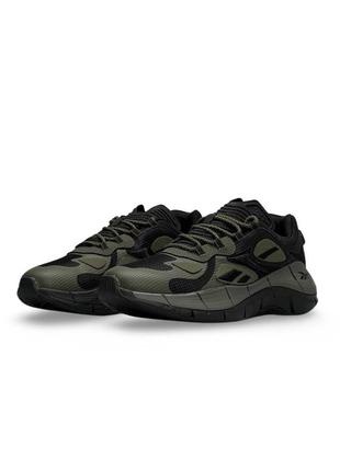 Чоловічі кросівки reebok zig kinetica army green black, чоловічі текстильні кеди рибок хакі, чоловіче взуття