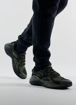 Мужские кроссовки reebok zig kinetica army green black, мужские текстильные кеды рибок хаки, мужская обувь3 фото