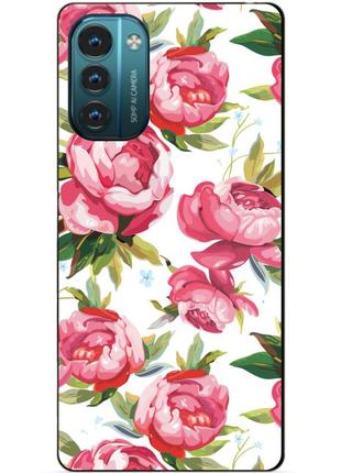 Силіконовий чохол бампер для nokia g11 з малюнком півонії квіти