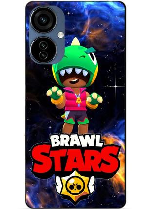 Силиконовый чехол бампер для tecno camon 19 neo с героем космический бравл леон динозавр