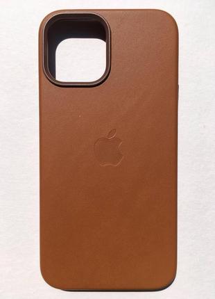 Оригинальный кожаный чехол apple leather case magsafe mhkl3zm/a для iphone 12 pro max (6.7") saddle brown7 фото