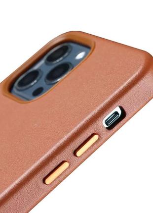 Оригинальный кожаный чехол apple leather case magsafe mhkl3zm/a для iphone 12 pro max (6.7") saddle brown4 фото