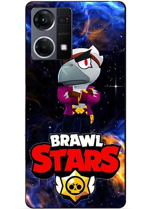 Силиконовый чехол бампер для oppo reno 7 с героем космический бравл белый ворон