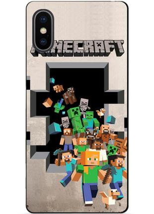 Силиконовый чехол бампер для iphone x 10 с картинкой minecraft майнкрафт