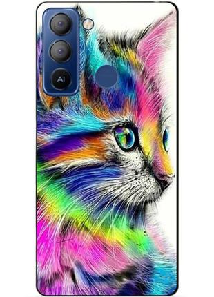 Силіконовий чохол бампер для tecno pop 5 lte з малюнком акварельний кіт
