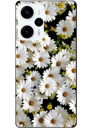 Силиконовый чехол бампер для xiaomi poco f5 с рисунком ромашки цветы