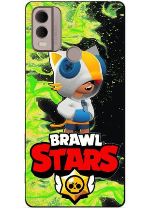 Силиконовый чехол бампер для nokia c22 с героем бравл леон кот