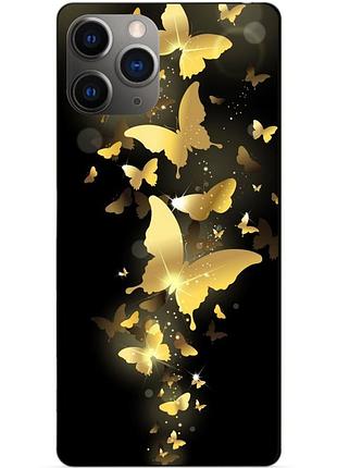 Силиконовый чехол бампер для iphone 11 pro max с рисунком золотые бабочки мотыльки