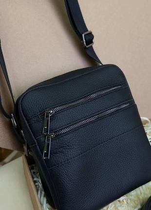 Подарунковий набір luxury box 7 зі шкіри: чоловіча сумка + гаманець3 фото