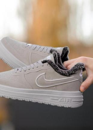 Кросівки на хутрі nike air force winter suede beige/ найк аір форсе бежеві зимові хутро4 фото