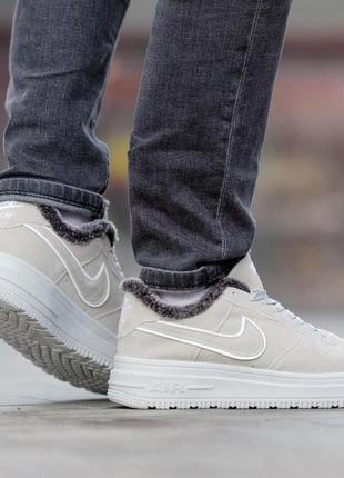 Кросівки на хутрі nike air force winter suede beige/ найк аір форсе бежеві зимові хутро3 фото