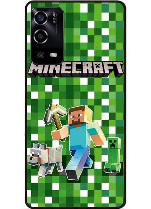 Силиконовый чехол бампер для oppo a55 стив minecraft крипер майнкрафт