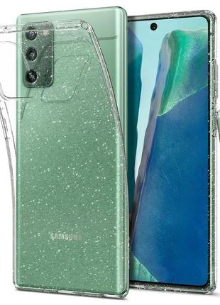 Чехол прозрачный с блестками spigen liquid crystal glitter acs01416 для samsung galaxy note 20 (6.7") crystal