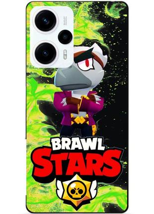 Силиконовый чехол бампер для xiaomi poco f5 с героем бравл белый ворон