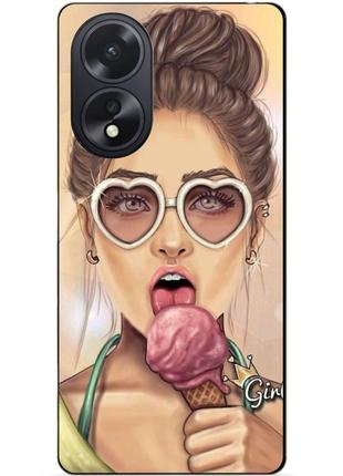 Силиконовый чехол бампер для oppo a38 с рисунком мороженое