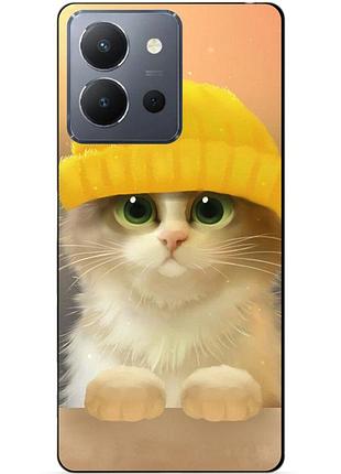 Силиконовый чехол бампер для vivo y36 с рисунком котик в шапке