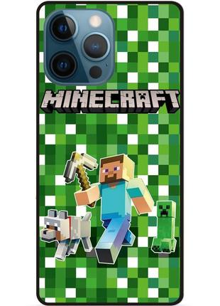 Силиконовый чехол бампер для iphone 12 pro max стив minecraft крипер майнкрафт