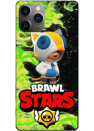 Силіконовий бампер чохол для iphone 11 pro з героєм бравл леон кіт