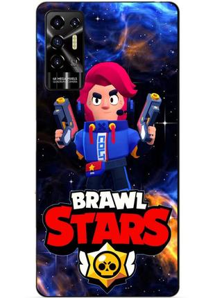 Силиконовый чехол бампер для tecno pova 2 с героем космический бравл кольт