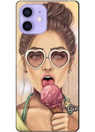 Силиконовый чехол бампер для iphone 12 с рисунком мороженое