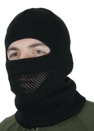 Чоловіча тактична шапка-балаклава чорна в'язана з сіткою військова армійська (b)