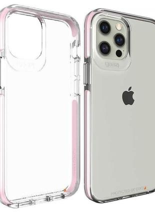 Противоударный прозрачный чехол gear4 piccadilly d3o для iphone 12/12 pro (6.1") pink + transparent