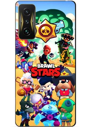 Силиконовый чехол бампер для xiaomi poco f4 gt с картинкой бравл силовая лига нокаут леон ворон