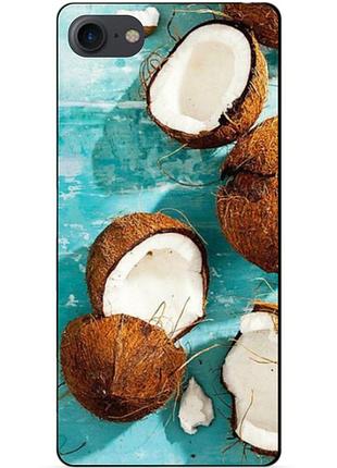 Силиконовый чехол бампер для iphone se 3 2022 с рисунком кокосы